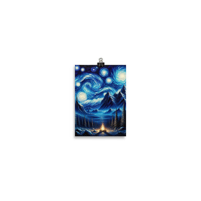 Sternennacht-Stil Ölgemälde der Alpen, himmlische Wirbelmuster - Poster berge xxx yyy zzz 12.7 x 17.8 cm