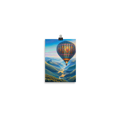 Ölgemälde einer ruhigen Szene mit verziertem Heißluftballon - Poster berge xxx yyy zzz 12.7 x 17.8 cm