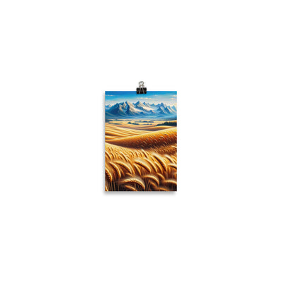Ölgemälde eines weiten bayerischen Weizenfeldes, golden im Wind (TR) - Poster xxx yyy zzz 12.7 x 17.8 cm