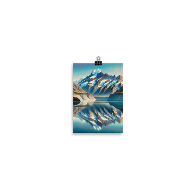 Ölgemälde eines unberührten Sees, der die Bergkette spiegelt - Poster berge xxx yyy zzz 12.7 x 17.8 cm