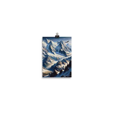 Ölgemälde der Alpen mit hervorgehobenen zerklüfteten Geländen im Licht und Schatten - Poster berge xxx yyy zzz 12.7 x 17.8 cm