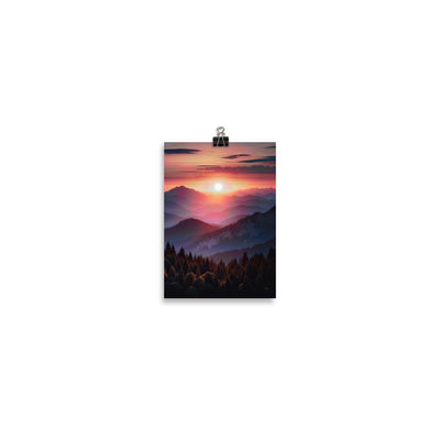 Foto der Alpenwildnis beim Sonnenuntergang, Himmel in warmen Orange-Tönen - Poster berge xxx yyy zzz 12.7 x 17.8 cm