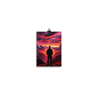 Foto der Schweizer Alpen im Sonnenuntergang, Himmel in surreal glänzenden Farbtönen - Poster wandern xxx yyy zzz 12.7 x 17.8 cm