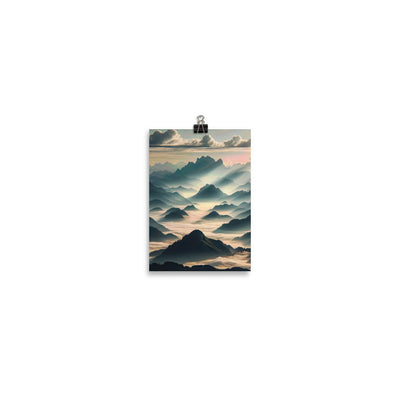 Foto der Alpen im Morgennebel, majestätische Gipfel ragen aus dem Nebel - Poster berge xxx yyy zzz 12.7 x 17.8 cm
