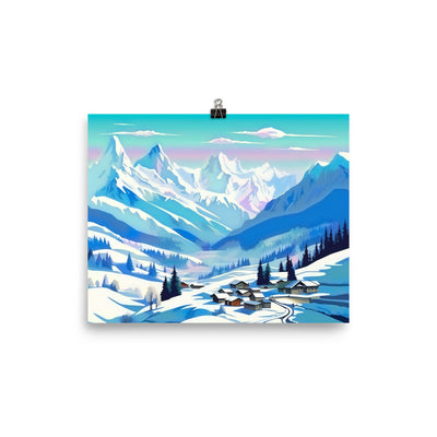 Berge und Schnee - Landschaft - Poster ski xxx 20.3 x 25.4 cm
