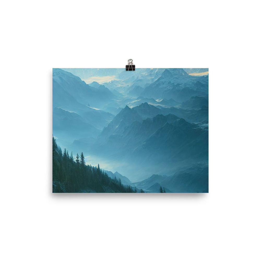 Gebirge, Wald und Bach - Poster berge xxx 20.3 x 25.4 cm