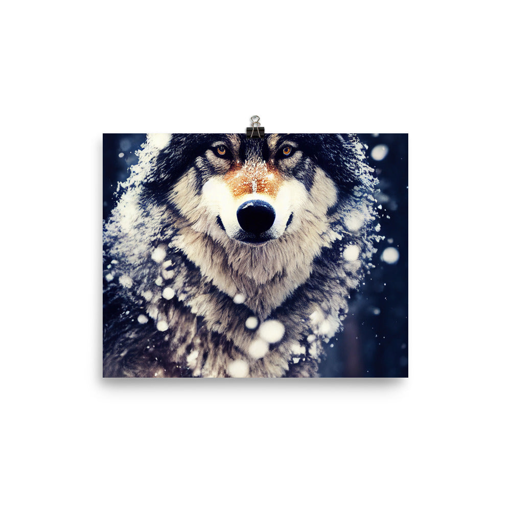 Wolf im Schnee - Episches Foto - Poster camping xxx 20.3 x 25.4 cm