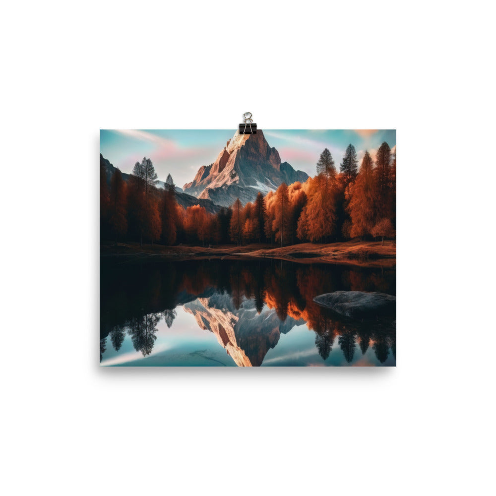Bergsee, Berg und Bäume - Foto - Poster berge xxx 20.3 x 25.4 cm