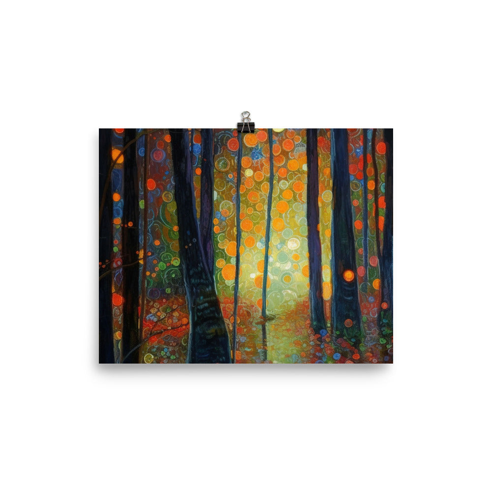 Wald voller Bäume - Herbstliche Stimmung - Malerei - Poster camping xxx 20.3 x 25.4 cm