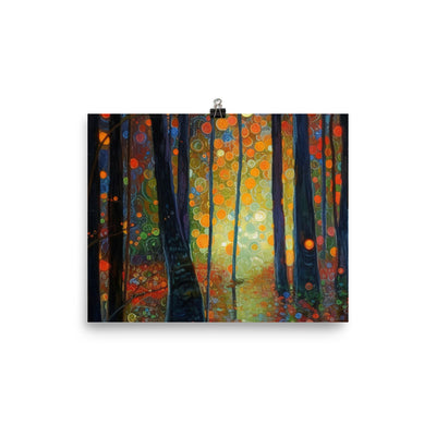 Wald voller Bäume - Herbstliche Stimmung - Malerei - Poster camping xxx 20.3 x 25.4 cm