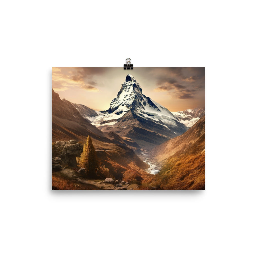 Matterhorn - Epische Malerei - Landschaft - Poster berge xxx 20.3 x 25.4 cm