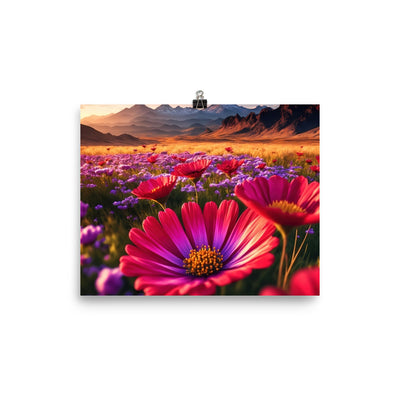 Wünderschöne Blumen und Berge im Hintergrund - Poster berge xxx 20.3 x 25.4 cm