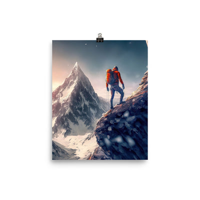 Bergsteiger auf Berg - Epische Malerei - Poster klettern xxx 20.3 x 25.4 cm