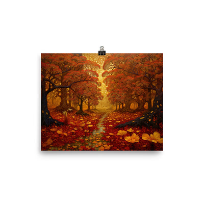 Wald im Herbst und kleiner Bach - Poster camping xxx 20.3 x 25.4 cm