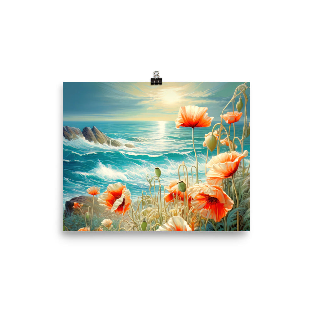 Blumen, Meer und Sonne - Malerei - Poster camping xxx 20.3 x 25.4 cm