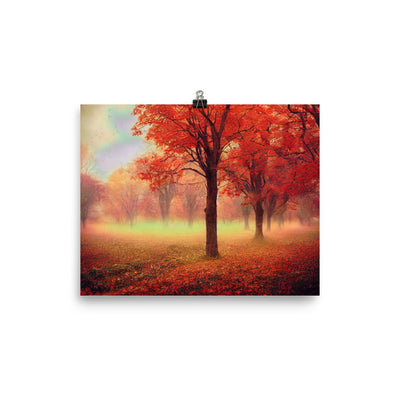 Wald im Herbst - Rote Herbstblätter - Poster camping xxx 20.3 x 25.4 cm