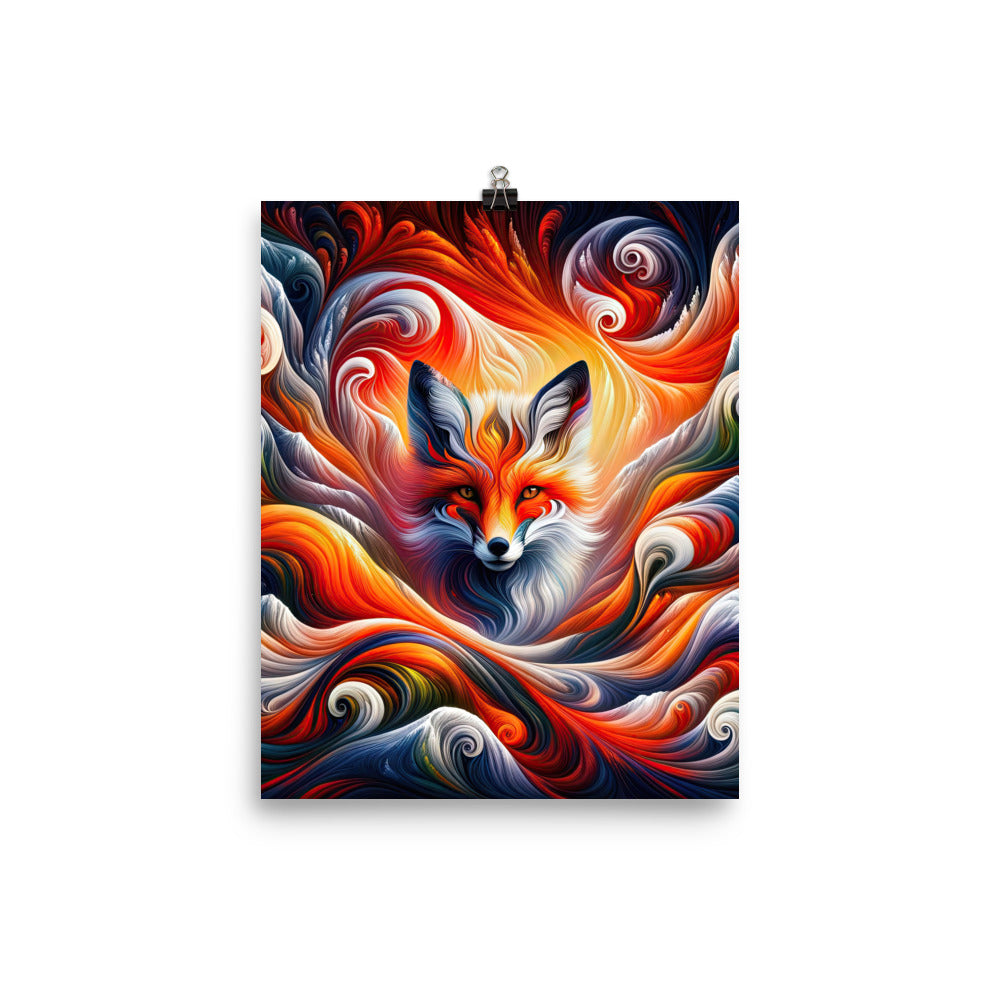 Abstraktes Kunstwerk, das den Geist der Alpen verkörpert. Leuchtender Fuchs in den Farben Orange, Rot, Weiß - Enhanced Matte Paper camping xxx yyy zzz 20.3 x 25.4 cm