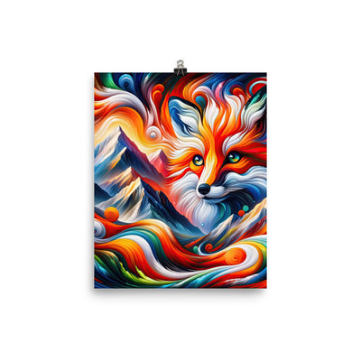 Abstrakte Kunst der Alpen voller lebendiger Farben und dynamischer Bewegung. Es dominiert ein farbiger Fuchs - Enhanced Matte Paper camping xxx yyy zzz 20.3 x 25.4 cm