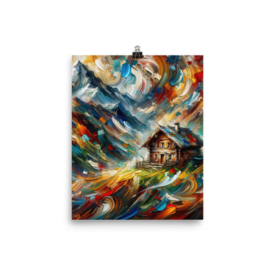 Expressionistisches Farbchaos der Alpen und Schönheit der Berge - Abstrakt - Poster berge xxx yyy zzz 20.3 x 25.4 cm