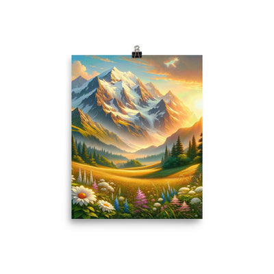 Heitere Alpenschönheit: Schneeberge und Wildblumenwiesen - Poster berge xxx yyy zzz 20.3 x 25.4 cm