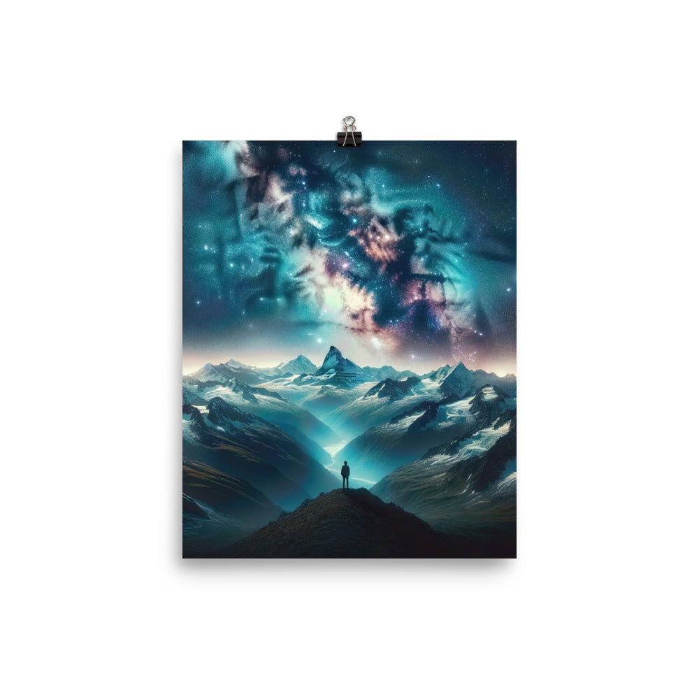 Alpennacht mit Milchstraße: Digitale Kunst mit Bergen und Sternenhimmel - Poster wandern xxx yyy zzz 20.3 x 25.4 cm