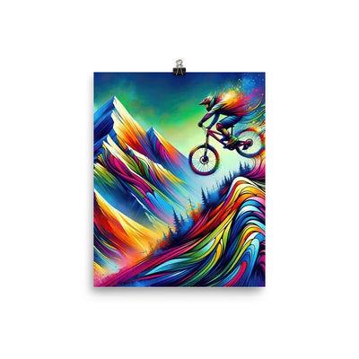 Mountainbiker in farbenfroher Alpenkulisse mit abstraktem Touch (M) - Poster xxx yyy zzz 20.3 x 25.4 cm