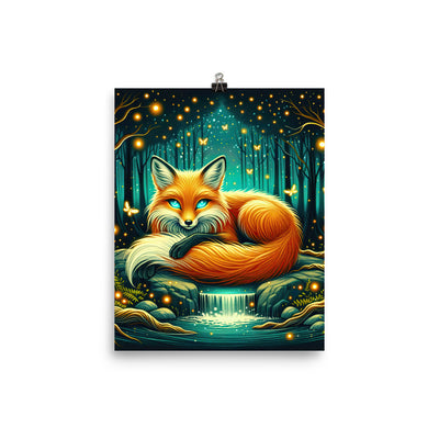 Bezaubernder Fuchs auf erleuchteter mystischer Waldlichtung - Poster camping xxx yyy zzz 20.3 x 25.4 cm