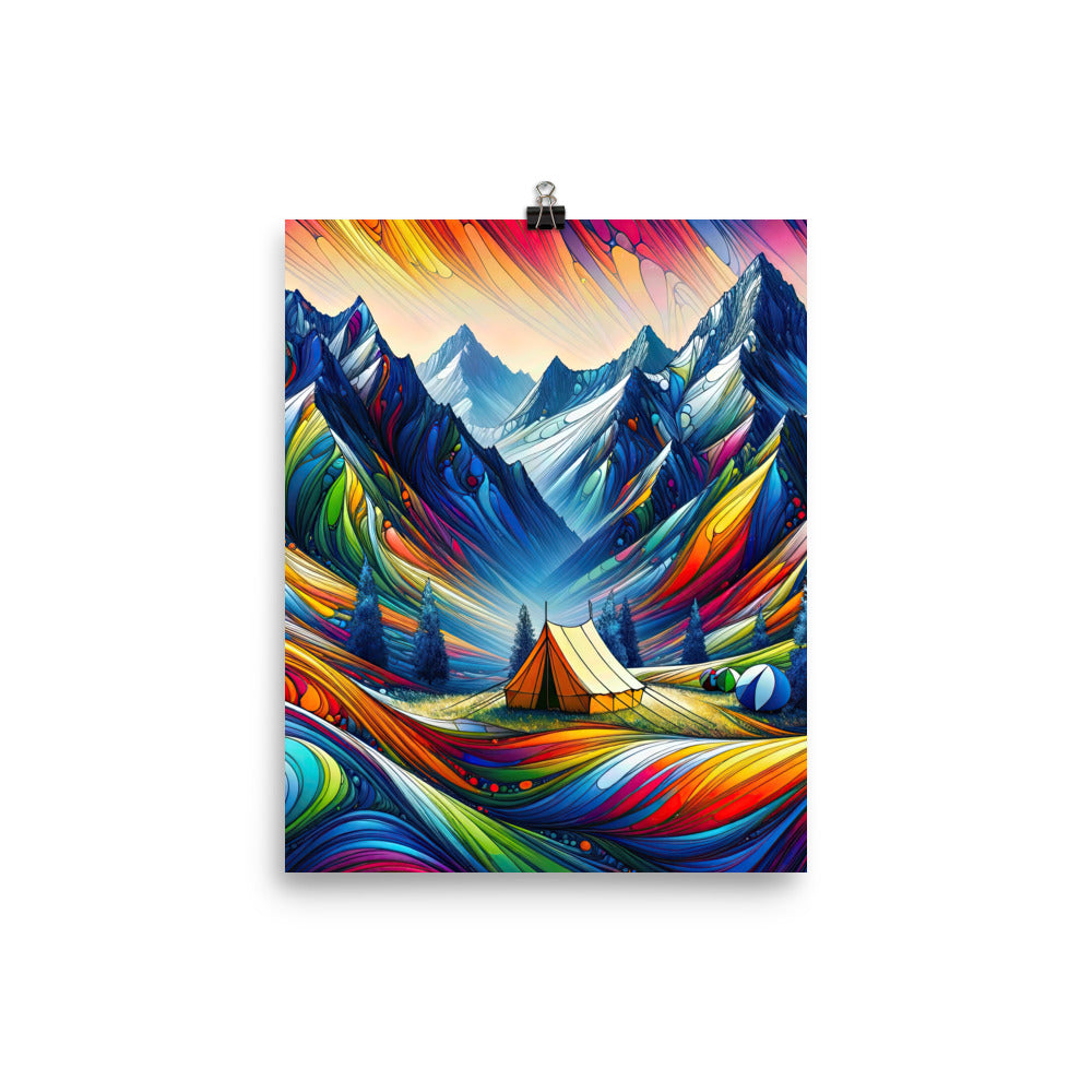 Surreale Alpen in abstrakten Farben, dynamische Formen der Landschaft - Poster camping xxx yyy zzz 20.3 x 25.4 cm