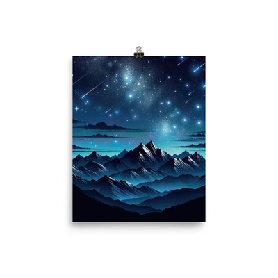 Alpen unter Sternenhimmel mit glitzernden Sternen und Meteoren - Poster berge xxx yyy zzz 20.3 x 25.4 cm