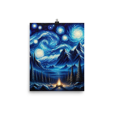Sternennacht-Stil Ölgemälde der Alpen, himmlische Wirbelmuster - Poster berge xxx yyy zzz 20.3 x 25.4 cm