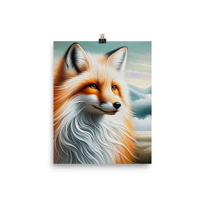 Ölgemälde eines anmutigen, intelligent blickenden Fuchses in Orange-Weiß - Poster camping xxx yyy zzz 20.3 x 25.4 cm
