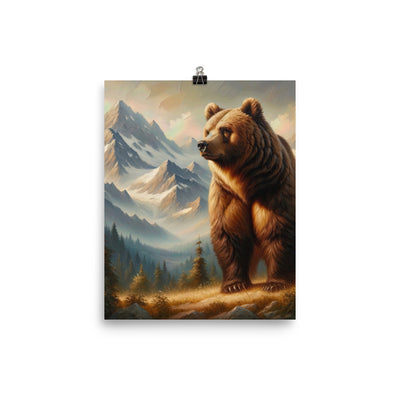 Ölgemälde eines königlichen Bären vor der majestätischen Alpenkulisse - Poster camping xxx yyy zzz 20.3 x 25.4 cm