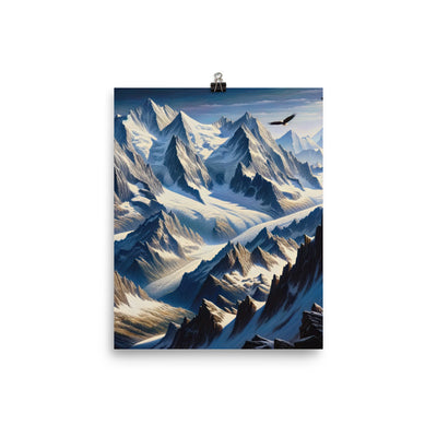 Ölgemälde der Alpen mit hervorgehobenen zerklüfteten Geländen im Licht und Schatten - Poster berge xxx yyy zzz 20.3 x 25.4 cm