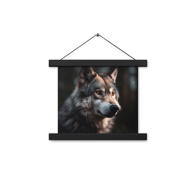Wolf Porträt - Fotorealistische Malerei - Premium Poster mit Aufhängung camping xxx 25.4 x 25.4 cm