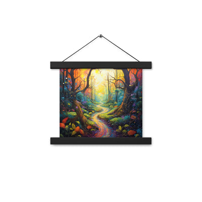 Wald und Wanderweg - Bunte, farbenfrohe Malerei - Premium Poster mit Aufhängung camping xxx 25.4 x 25.4 cm