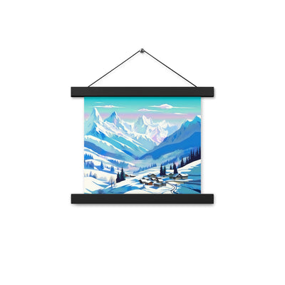 Berge und Schnee - Landschaft - Premium Poster mit Aufhängung ski xxx 25.4 x 25.4 cm