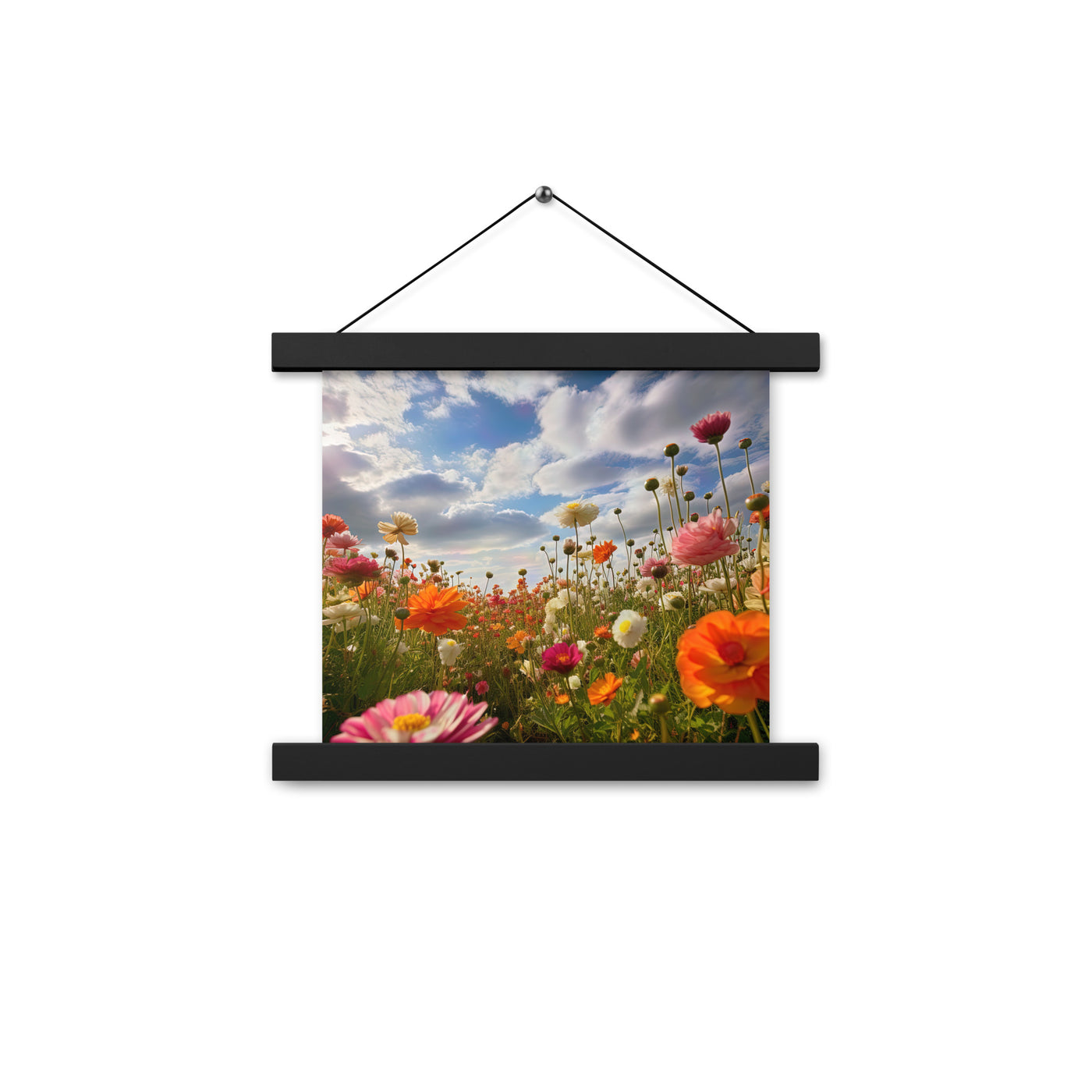 Blumenfeld und Sonnenschein - Premium Poster mit Aufhängung camping xxx 25.4 x 25.4 cm
