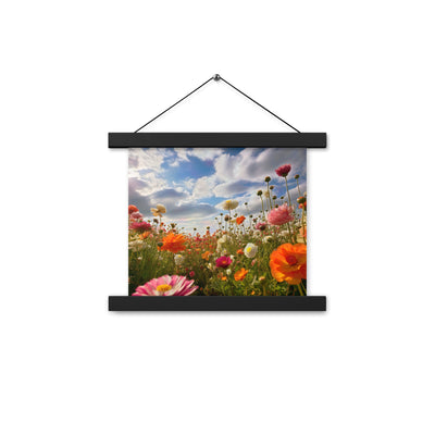 Blumenfeld und Sonnenschein - Premium Poster mit Aufhängung camping xxx 25.4 x 25.4 cm