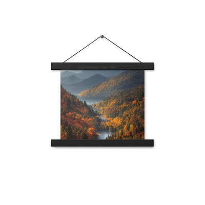 Berge, Wald und Nebel - Malerei - Premium Poster mit Aufhängung berge xxx 25.4 x 25.4 cm