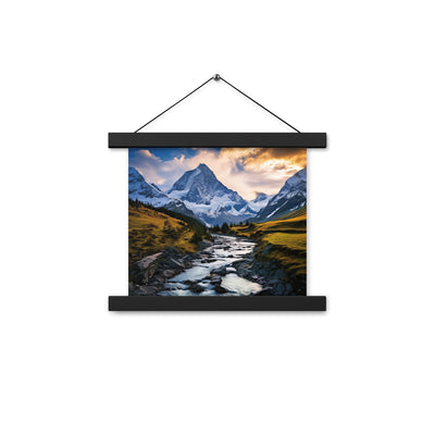 Berge und steiniger Bach - Epische Stimmung - Premium Poster mit Aufhängung berge xxx 25.4 x 25.4 cm