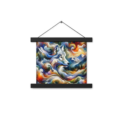 Abstraktes Alpen Gemälde: Wirbelnde Farben und Majestätischer Wolf, Silhouette (AN) - Premium Poster mit Aufhängung xxx yyy zzz 25.4 x 25.4 cm
