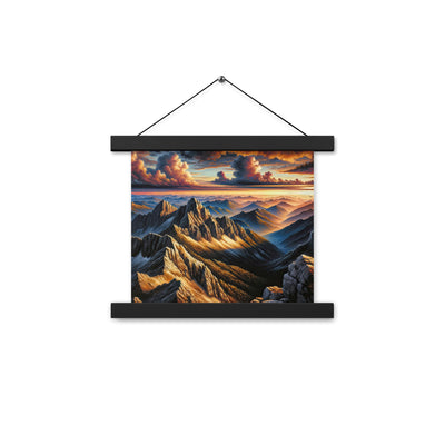 Alpen in Abenddämmerung: Acrylgemälde mit beleuchteten Berggipfeln - Premium Poster mit Aufhängung berge xxx yyy zzz 25.4 x 25.4 cm