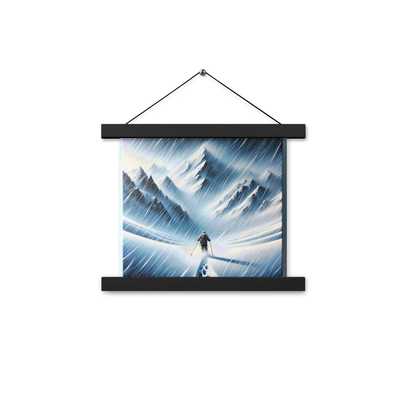 Wanderer und Bergsteiger im Schneesturm: Acrylgemälde der Alpen - Premium Poster mit Aufhängung wandern xxx yyy zzz 25.4 x 25.4 cm