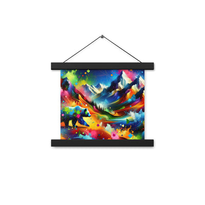 Neonfarbener Alpen Bär in abstrakten geometrischen Formen - Premium Poster mit Aufhängung camping xxx yyy zzz 25.4 x 25.4 cm
