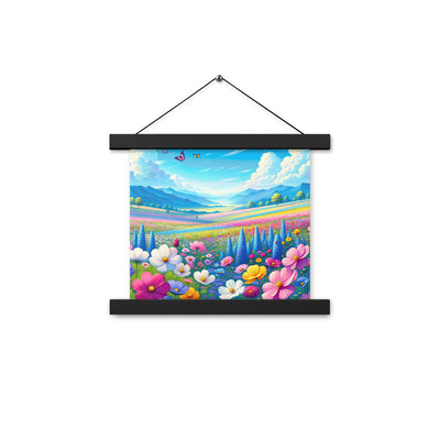 Weitläufiges Blumenfeld unter himmelblauem Himmel, leuchtende Flora - Premium Poster mit Aufhängung camping xxx yyy zzz 25.4 x 25.4 cm