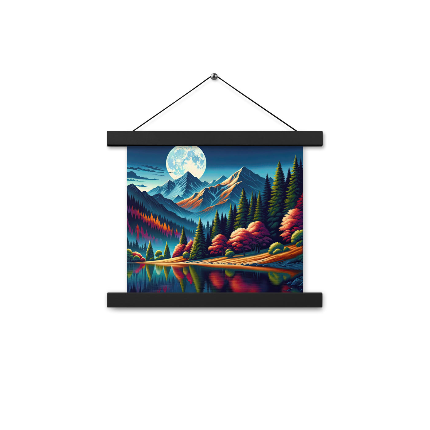 Ruhiger Herbstabend in den Alpen, grün-rote Berge - Premium Poster mit Aufhängung berge xxx yyy zzz 25.4 x 25.4 cm