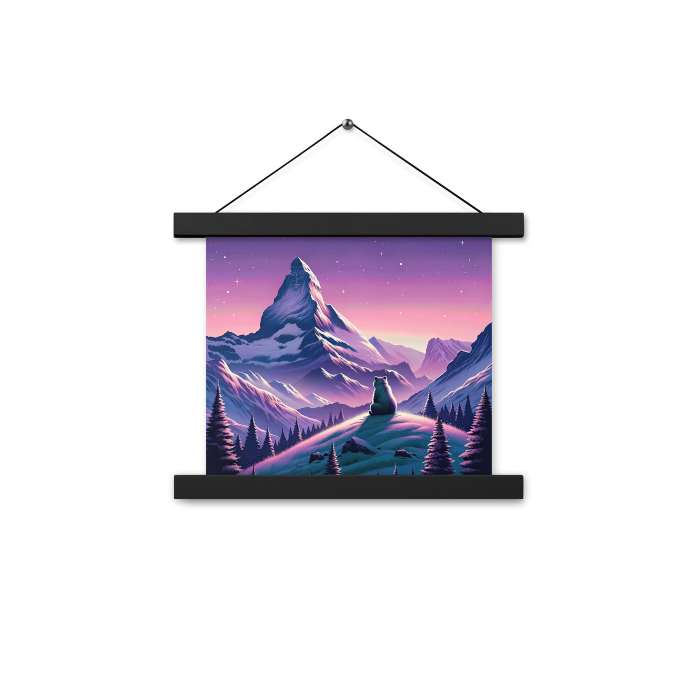 Bezaubernder Alpenabend mit Bär, lavendel-rosafarbener Himmel (AN) - Premium Poster mit Aufhängung xxx yyy zzz 25.4 x 25.4 cm