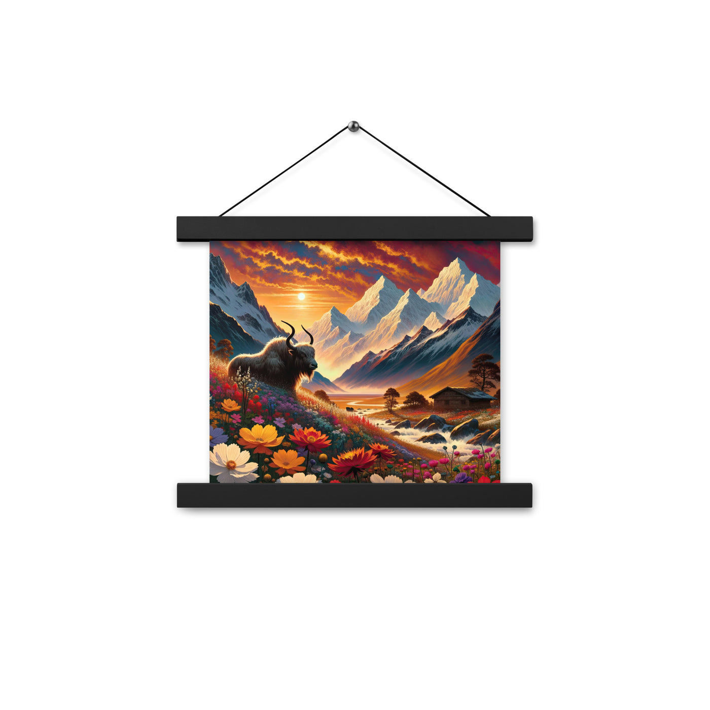 Magischer Alpenabend mit Hochlandkuh und goldener Sonnenkulisse - Premium Poster mit Aufhängung berge xxx yyy zzz 25.4 x 25.4 cm