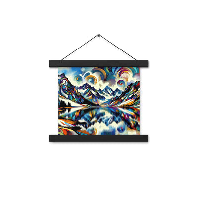 Alpensee im Zentrum eines abstrakt-expressionistischen Alpen-Kunstwerks - Premium Poster mit Aufhängung berge xxx yyy zzz 25.4 x 25.4 cm