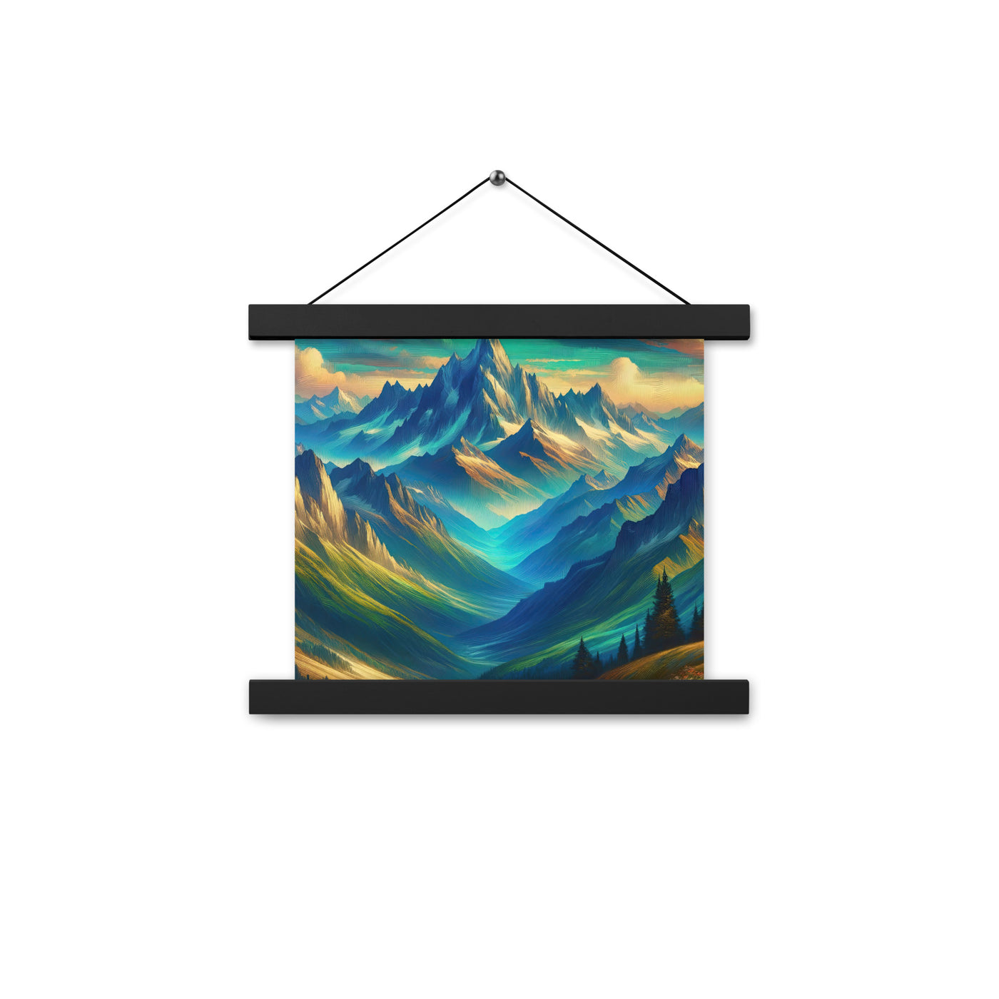 Atemberaubende alpine Komposition mit majestätischen Gipfeln und Tälern - Premium Poster mit Aufhängung berge xxx yyy zzz 25.4 x 25.4 cm